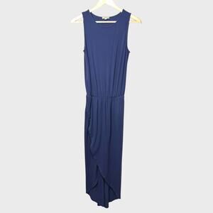 Lilla P Blue Small Sleeveless Maxi Dress Scoop Neck High-Low Hem Elastic Waist